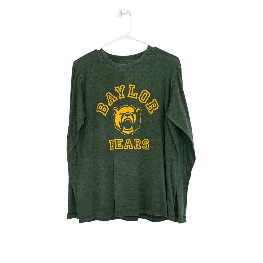 Pressbox Baylor Bears Long Sleeve T-Shirt Green Yellow Mascot Mens Medium NWT